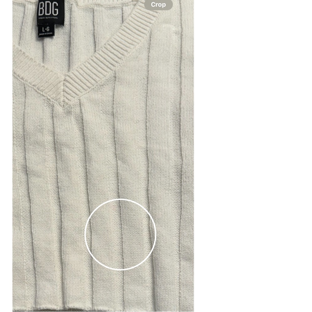 BDG Urban Outfitters Cropped V-neck Sweater Vest Y2K Cream Size Large - Picture 8 of 9